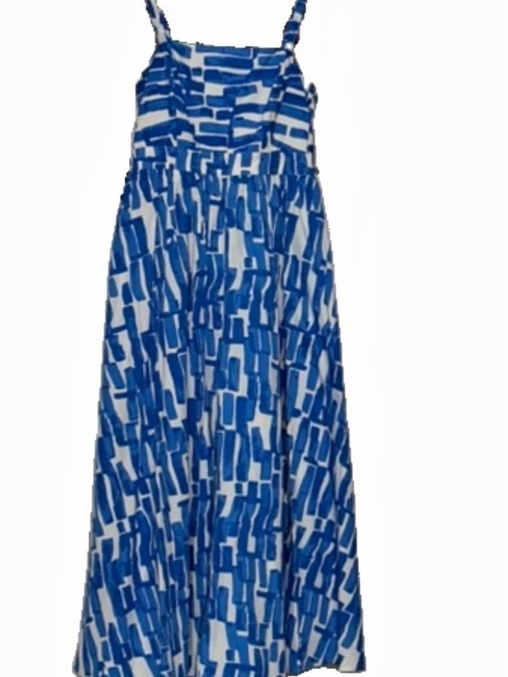 Nine West Geometric Maxi Dress in Blue & White Size XS NWT 100% Cotton